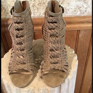 Brown high heeled sandals